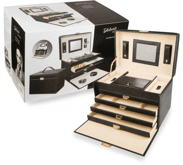 Déluxa Luxe sieradenbox met spiegel(30, 5x19, 5x20 )