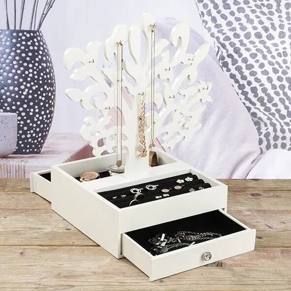 Voordeeldrogisterij Hoff Houten Sieradenbox 10 Compartimenten Wit
