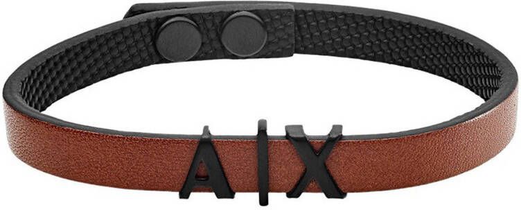 Armani Exchange AXG0054001 Armband van leer en roestvrij staal met logo