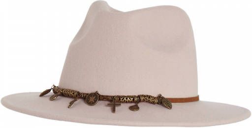 Colourful Rebel hoed Aelys met koord en bedels taupe online kopen