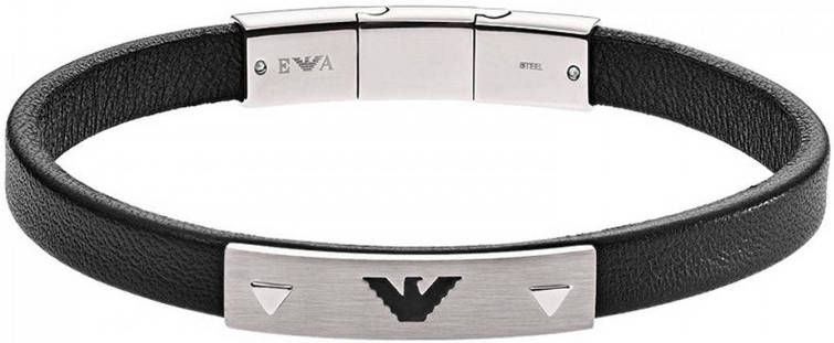 Armani Armband van roestvrij staal en leer