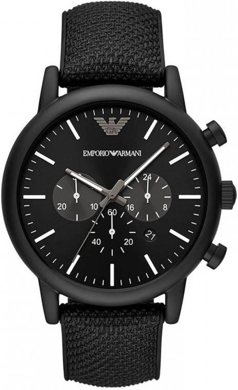 Emporio Armani Zwarte mannen horloges , Zwart, Heren online kopen