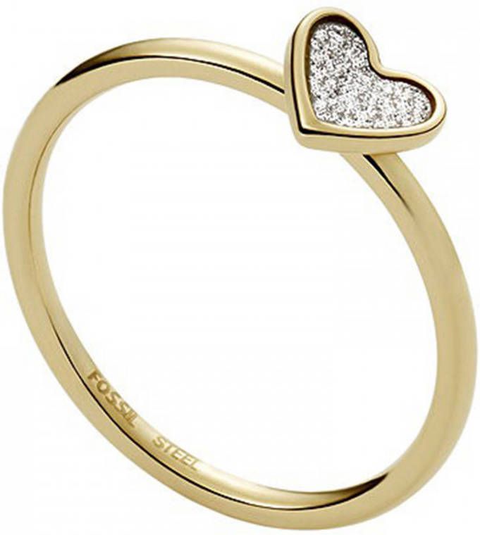 Fossil ring JF03943710 Sutton met hart goudkleurig