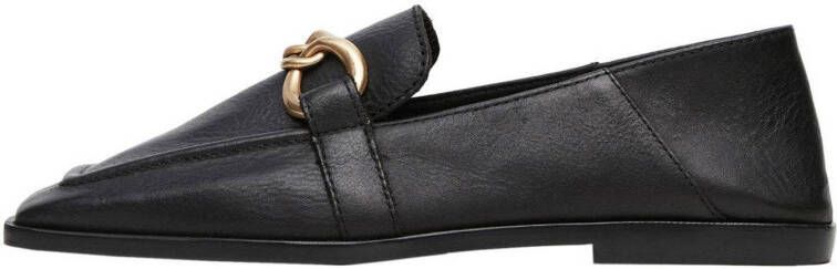 Mango leren loafers met ketting zwart