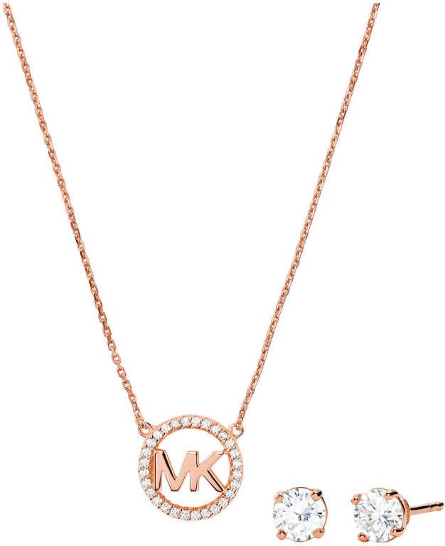 Michael Kors MK Logo cadeauset van zilver met ros&#xE9;goud verguld 2-delig