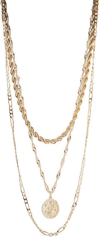 PIECES gelaagde ketting PCKAREN goudkleurig
