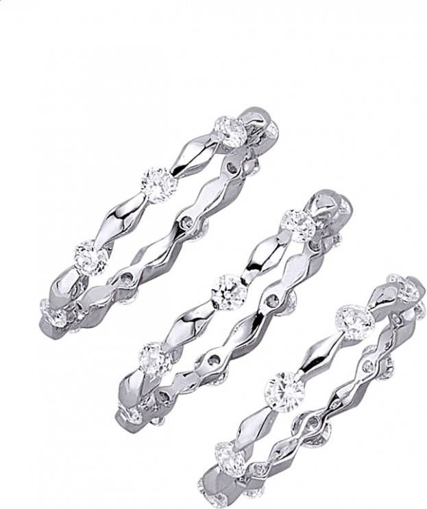 AMY VERMONT 3 delige set damesringen Zilverkleur