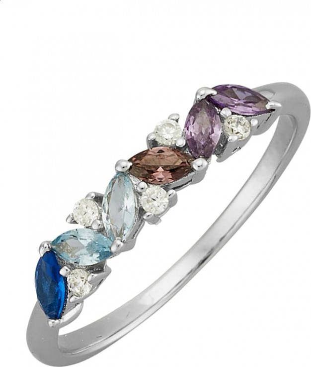 AMY VERMONT Damesring met synth. zirkonia's Multicolor