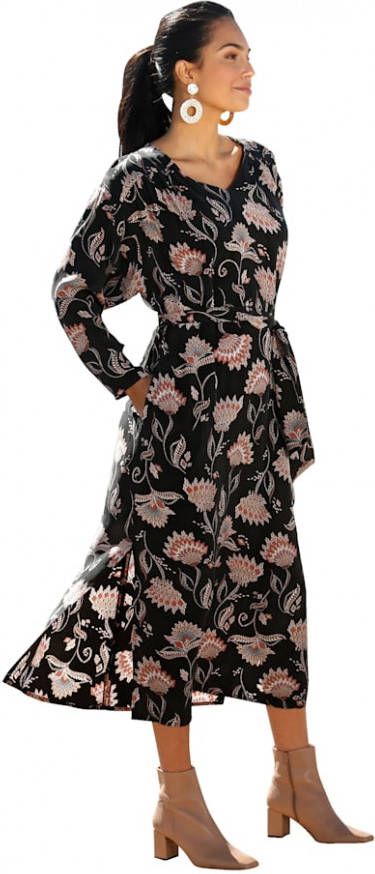 AMY VERMONT Jurk met abstracte bloemenprint Zwart/Roze