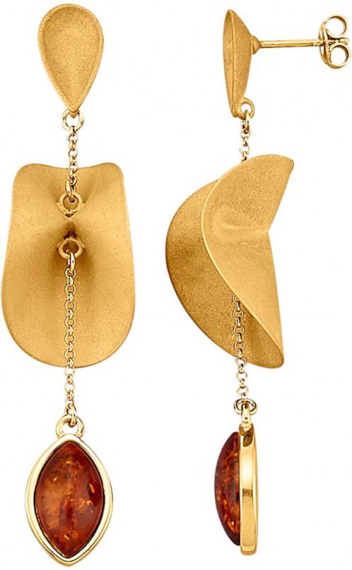 AMY VERMONT Oorbellen met barnstenen Bruin