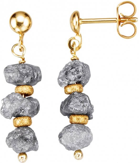 Diemer Atelier Oorstekers met ruwe diamanten Grijs