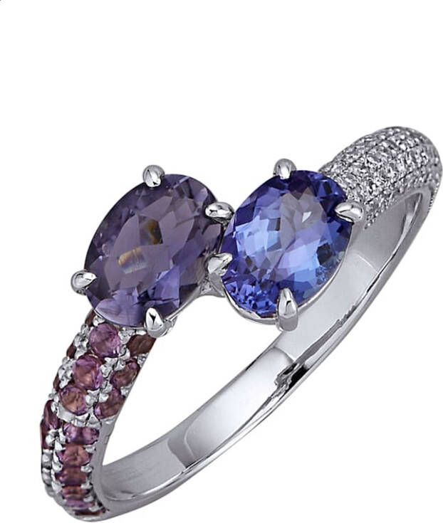 Diemer Damesring met gekleurde stenen en diamanten Multicolor