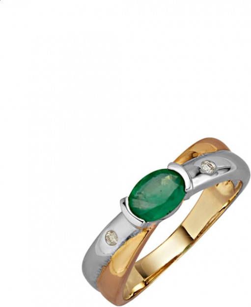 Diemer Farbstein Damesring met smaragd en diamanten Groen