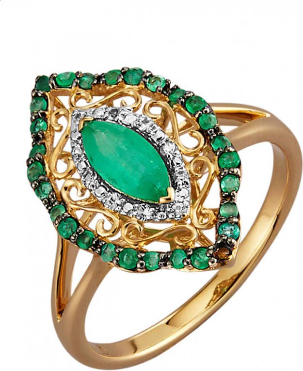 Diemer Farbstein Damesring met smaragden en saffieren Groen