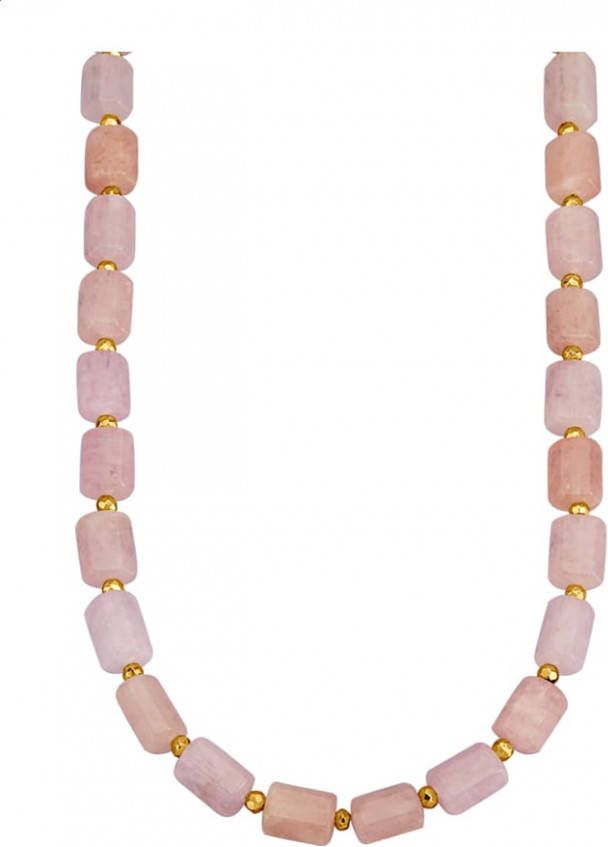 Diemer Farbstein Collier met morganiet en pyriet Roze
