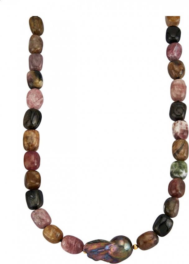 Diemer Farbstein Collier van toermalijn trommelstenen Multicolor