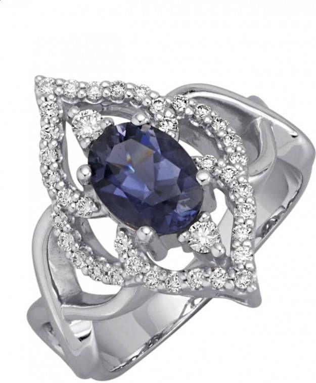 Diemer Farbstein Damesring met ioliet en briljanten Paars