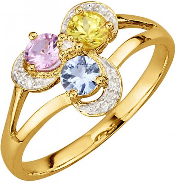 Diemer Farbstein Damesring met multicolor saffieren en diamanten Multicolor