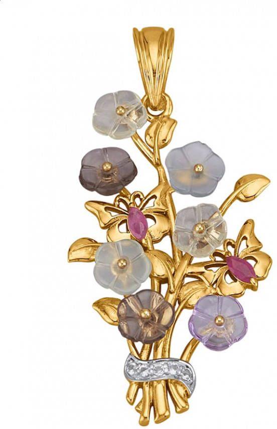 Diemer Farbstein Hanger Bloem met edelstenen Multicolor