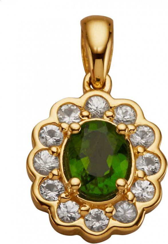 Diemer Farbstein Hanger met chroomdiopsied en witte saffieren Groen