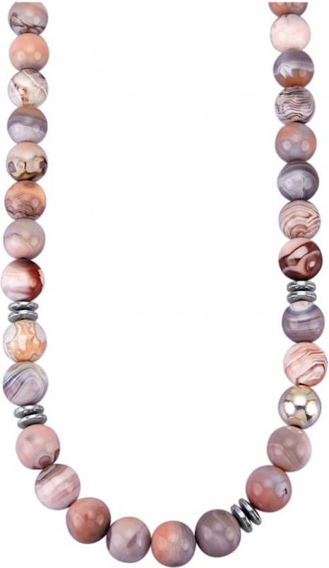 Diemer Farbstein Ketting met Botswana agaat en hematiet Multicolor