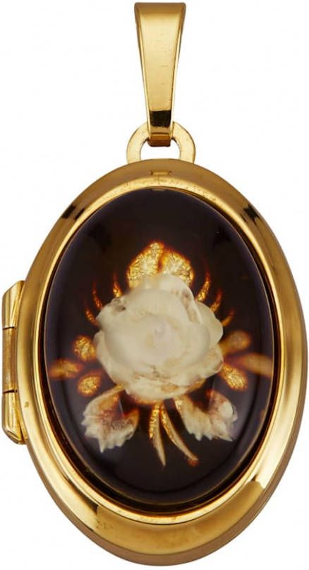 Medaillon met barnsteen cabochon Bruin