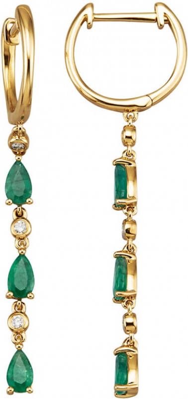 Diemer Farbstein Oorbellen met smaragden en diamanten Groen