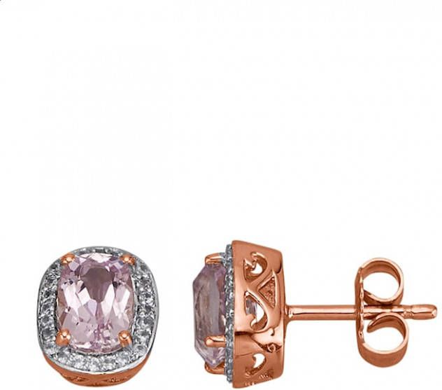 Diemer Farbstein Oorstekers met kunzieten en witte zirkonen Roze