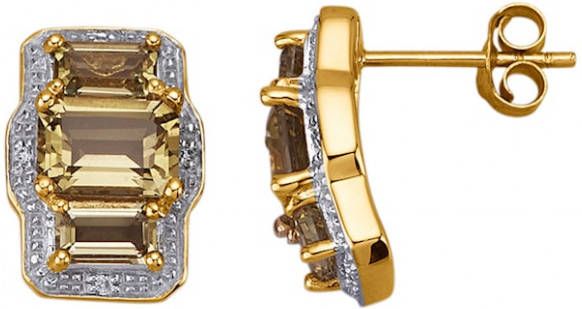 Diemer Farbstein Oorstekers met olijfkwarts en diamanten Groen