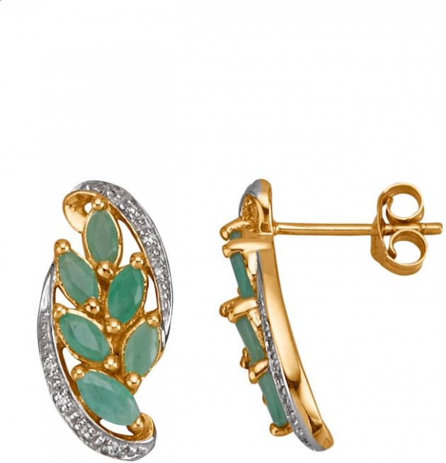 Diemer Farbstein Oorstekers met smaragden en diamanten Groen