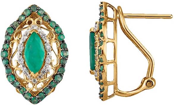 Diemer Farbstein Oorstekers met smaragden en saffieren Groen