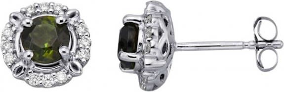Diemer Farbstein Oorstekers met toermalijn en briljanten Groen