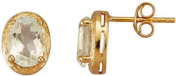 Diemer Farbstein Oorstekers van 14 kt. Groen