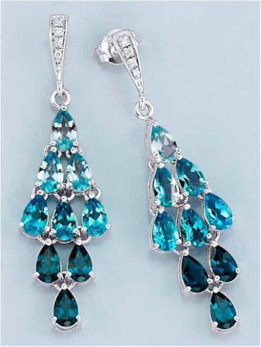 Diemer Oorbellen met blauwtopaas, van 14 kt. witgoud Wit