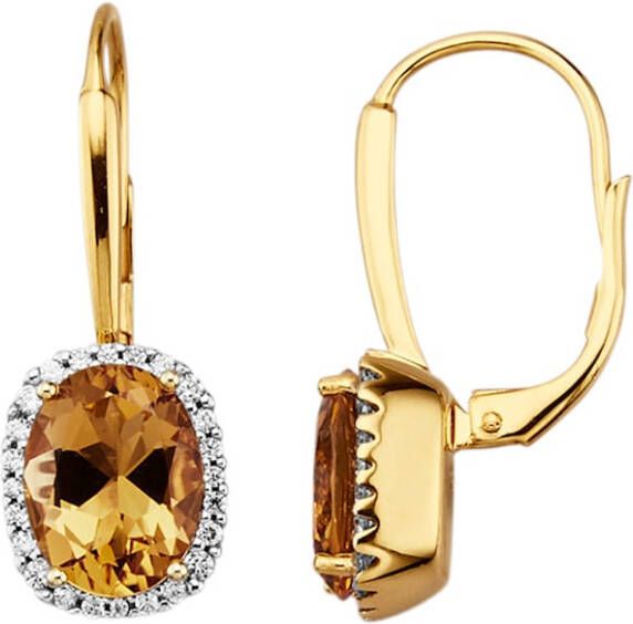 Diemer Farbstein Oorbellen met citrienen en briljanten Geel