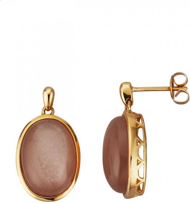 Diemer Farbstein Oorbellen met maansteen cabochons Oranje