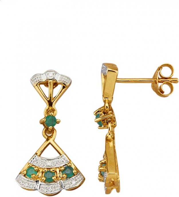 Diemer Farbstein Oorbellen met smaragden en diamanten Groen