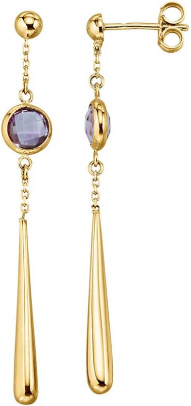 Diemer Oorstekers met amethist, 14 kt. goud Goudkleur