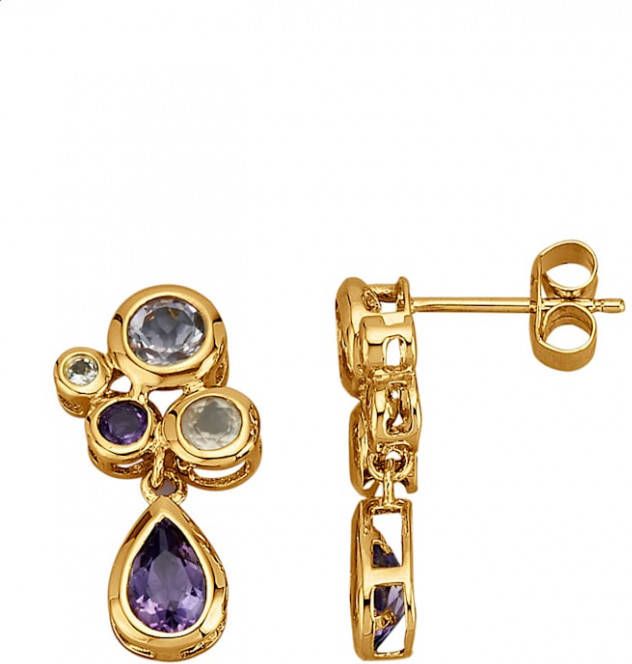 Diemer Farbstein Oorstekers met gekleurde stenen Paars