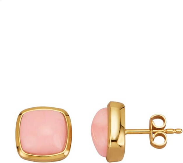 Diemer Farbstein Oorstekers met roze opaal cabochons Roze