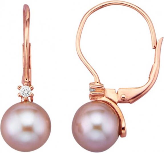 Diemer Oorbellen met cultivé zoetwaterparels Roodgoudkleur