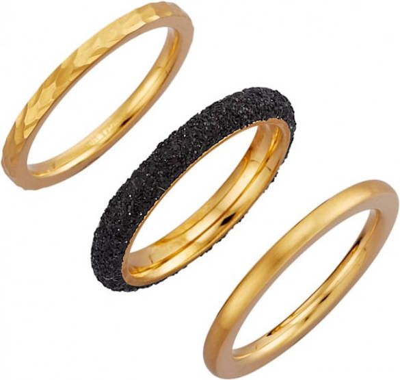 Jacques Lemans 3 delige set damesringen La Passion Geelgoudkleur