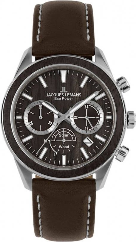 Jacques Lemans Herensolarchronograaf serie Eco Power, collectie Classic, 1 2115C Bruin