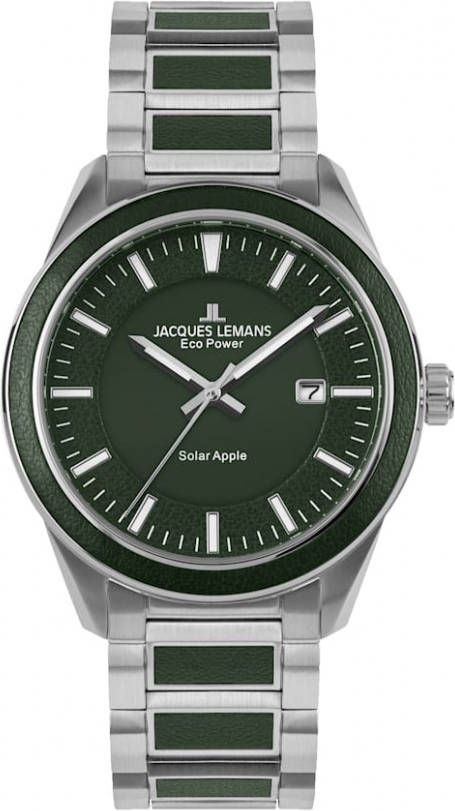 Jacques Lemans Herensolarhorloge serie Eco Power, collectie Classic, 1 2116G Groen