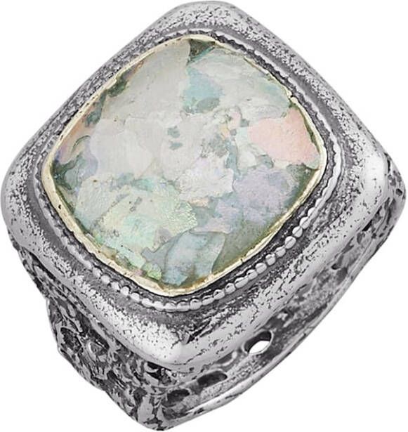Roman Glass Damesring met Romeins glas(Patina) Zilverkleur