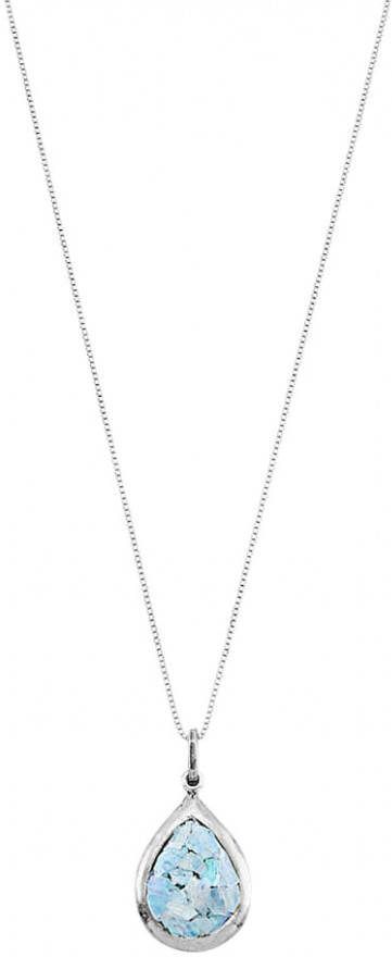 Roman Glass Hanger met ketting met Romeins glas(Patina) Blauw
