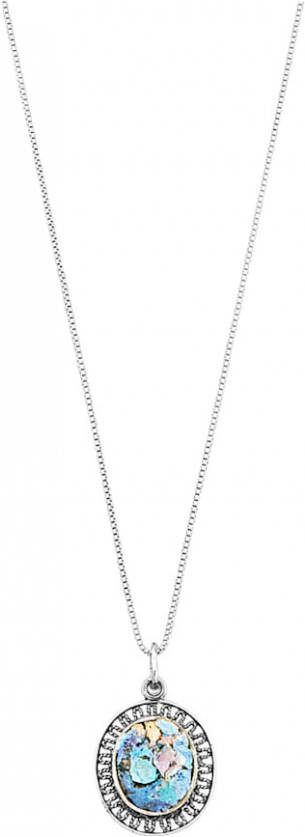 Roman Glass Hanger met ketting met Romeins glas(Patina) Multicolor