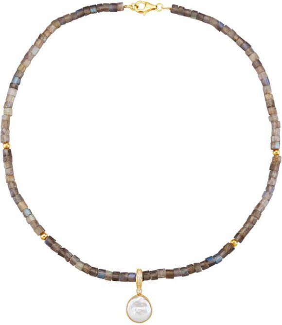 KLiNGEL Cliphanger met ketting met cultivé zoetwaterparel en labradoriet Multicolor