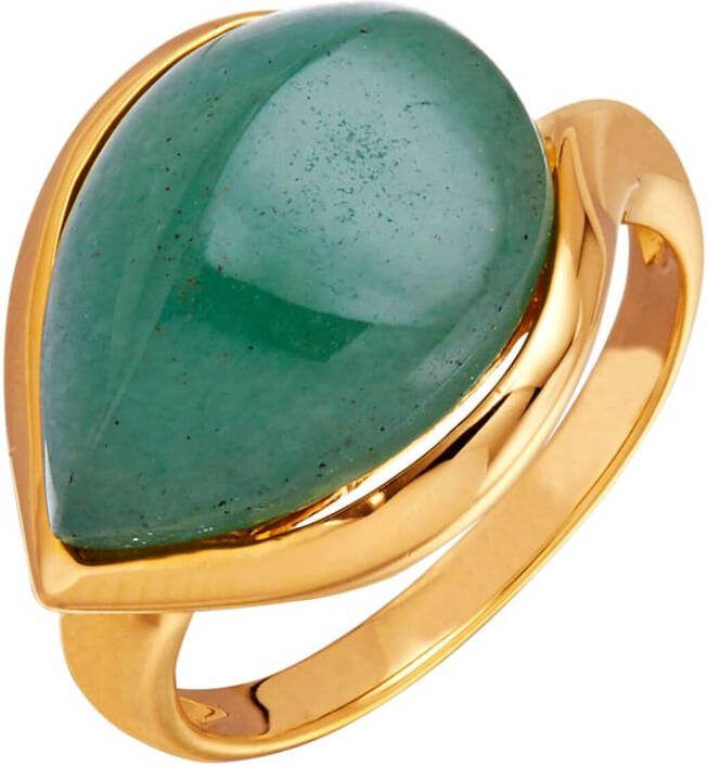 WENZ Damesring met aventurijn, van echt zilver Goudkleur
