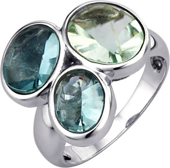 WENZ Damesring met multicolor fluorieten Zilverkleur